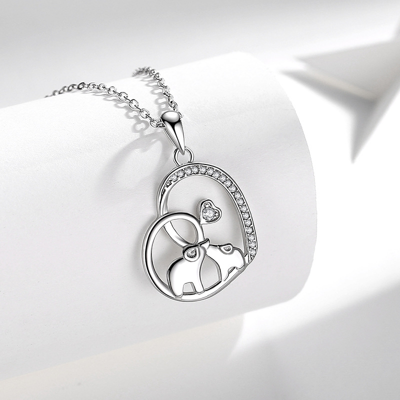 S925 plata esterlina lindo animal elefante collar femenino europeo y americano viento transfronterizo moda ol antiguo Joker colgante exagerado collar