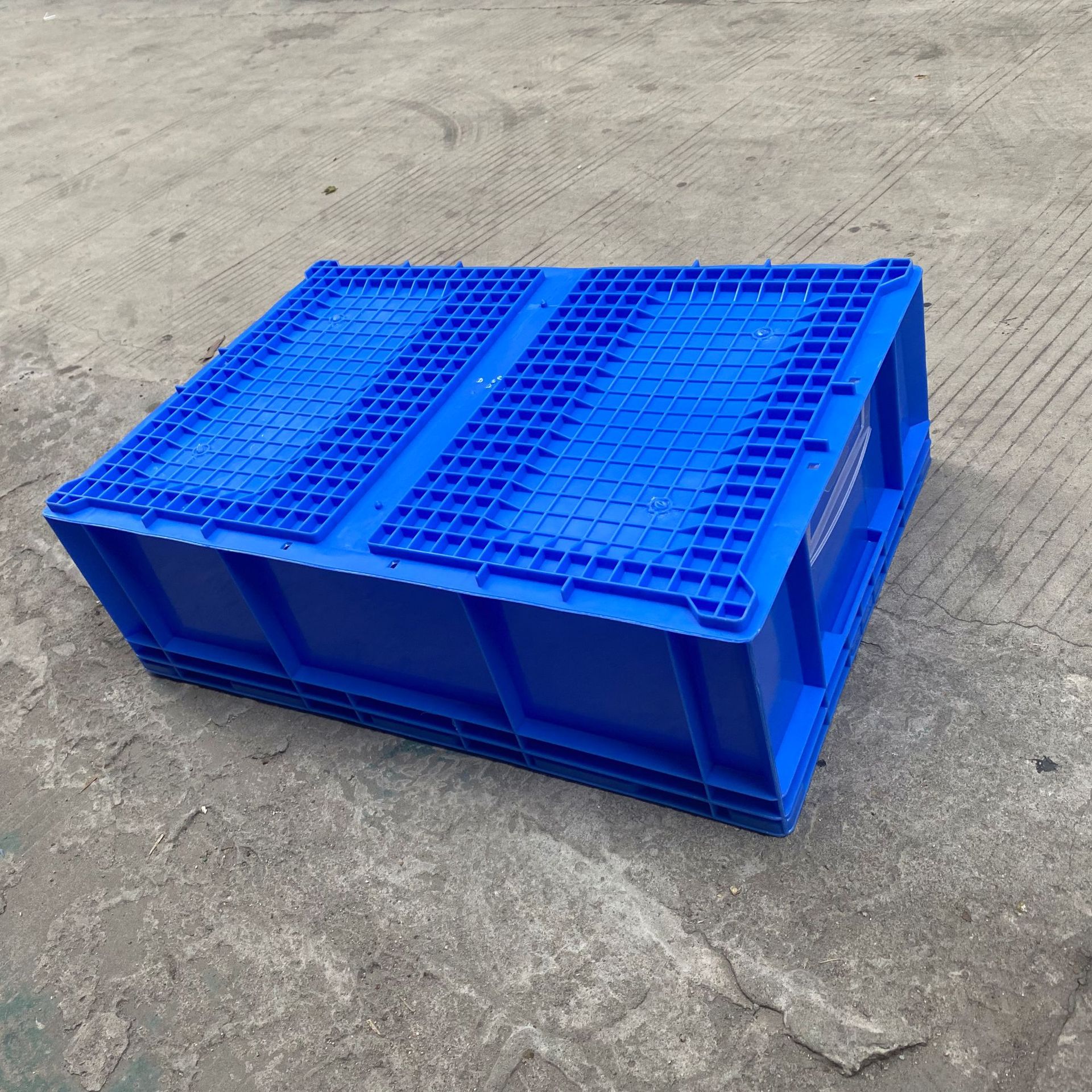 650*435*160mm塑料周转筐 带盖PP物流箱HP-6B蓝色餐具箱+防尘帘