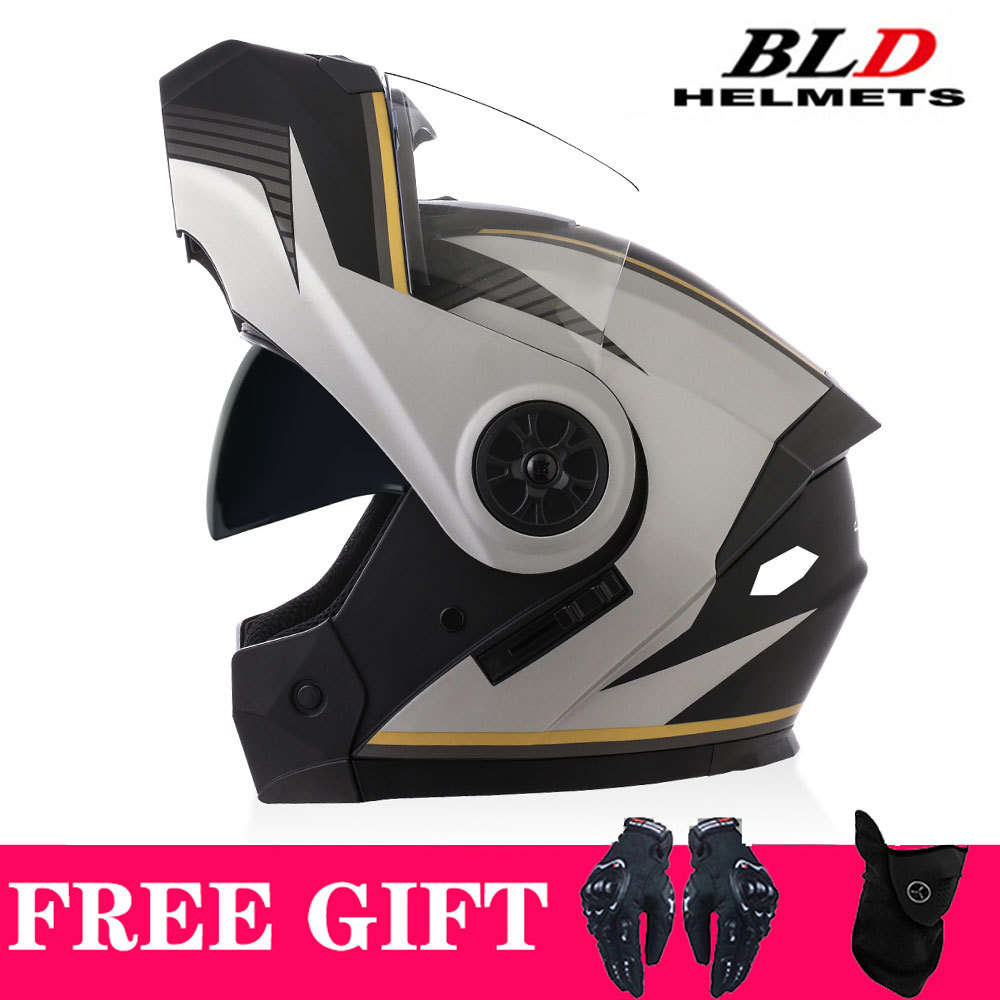 Helmet, Motuoche Motosiklet kaskı (dəbilqə) - matte-gold-gray-transparent-visor-gift-mask-gloves-s55-56