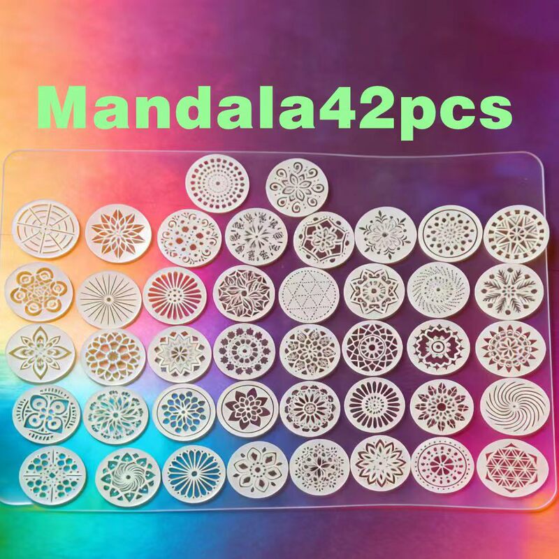 Cross-Border round Mandala 42-piece set painted Mandala auxiliary hollow plate Mandala Cross-Border round Mandala 42-piece set painted Mandala auxiliary hollow plate Mandala