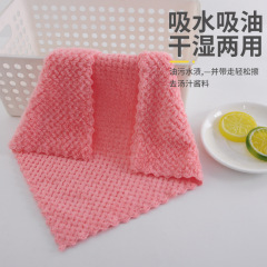 Wholesale coral velvet lace soft absorbent small square towels, thick dishcloth kitchen home cleaning towels, household hand towels