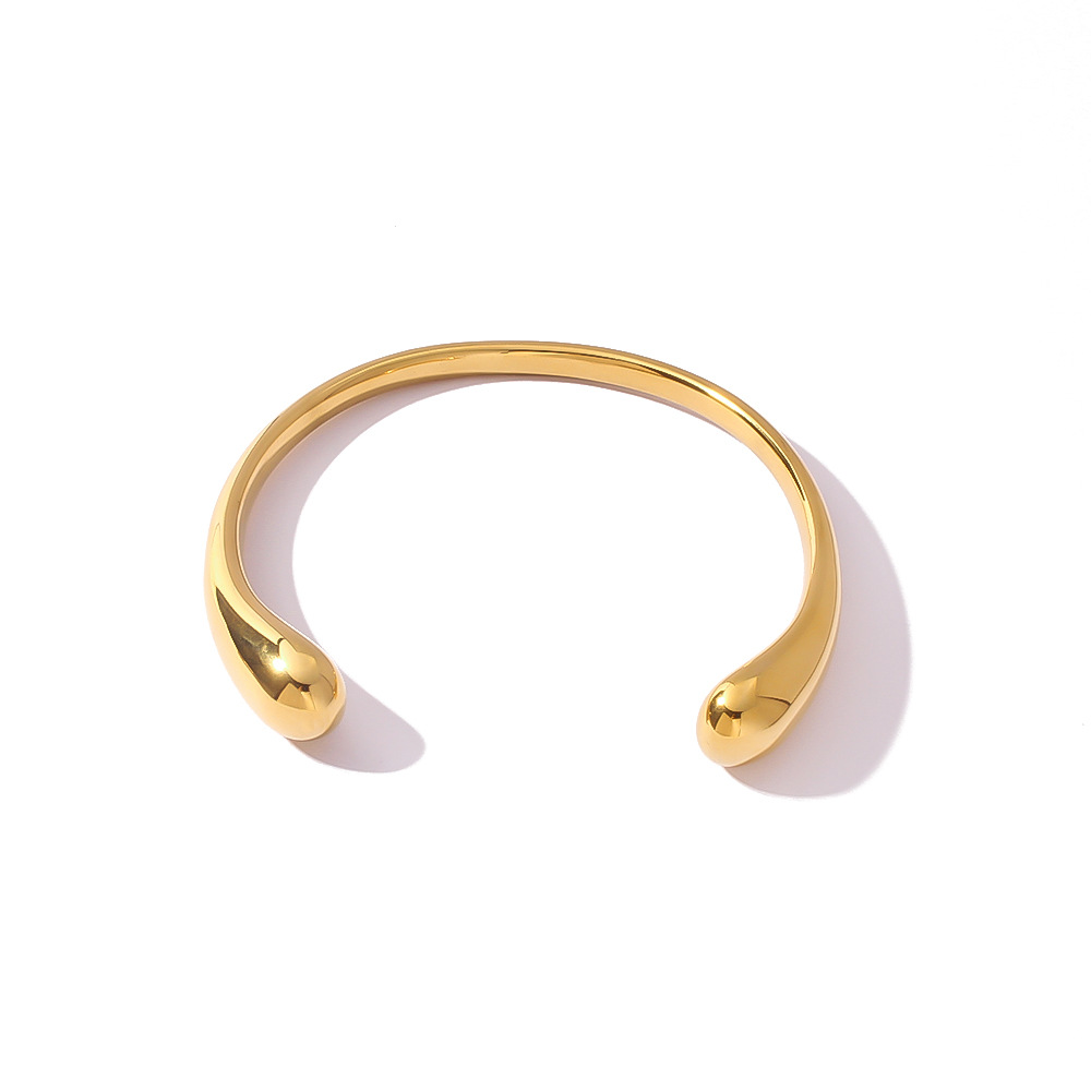 Joyas transfronterizas europeas y americanas exageradas gotas de agua simples acero titanio espejo brillante brazalete abierto de 18 quilates accesorios de mano de viento frío
