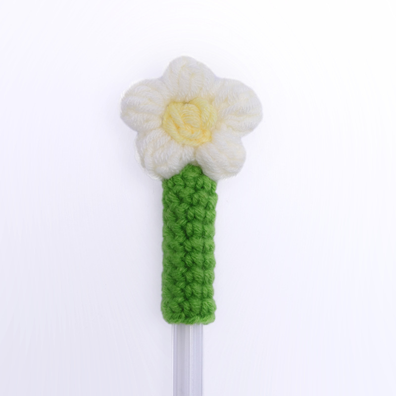 手工针织钩织网红泡芙花笔套纯手工钩织毛线学生开学礼物毛线笔套|undefined