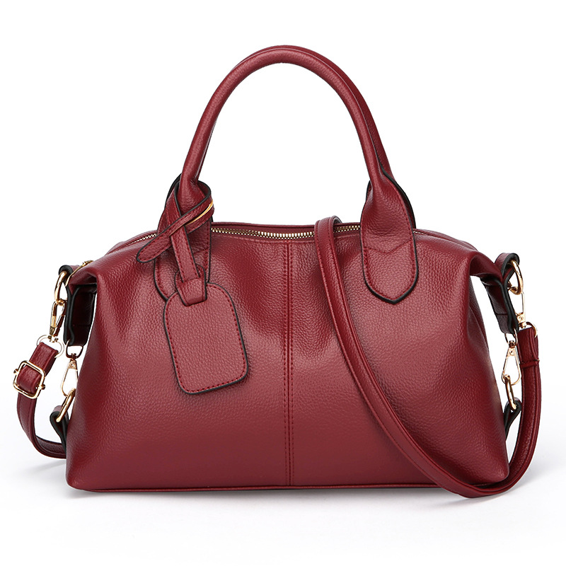 Women's Soft Leather Large Capacity Boston Bag Handheld Commuter Tote Handbag_voghion.com