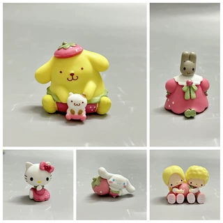 一套5款草莓大耳狗 布丁狗 DIY手工材料配件 扭蛋公仔 蛋糕装饰