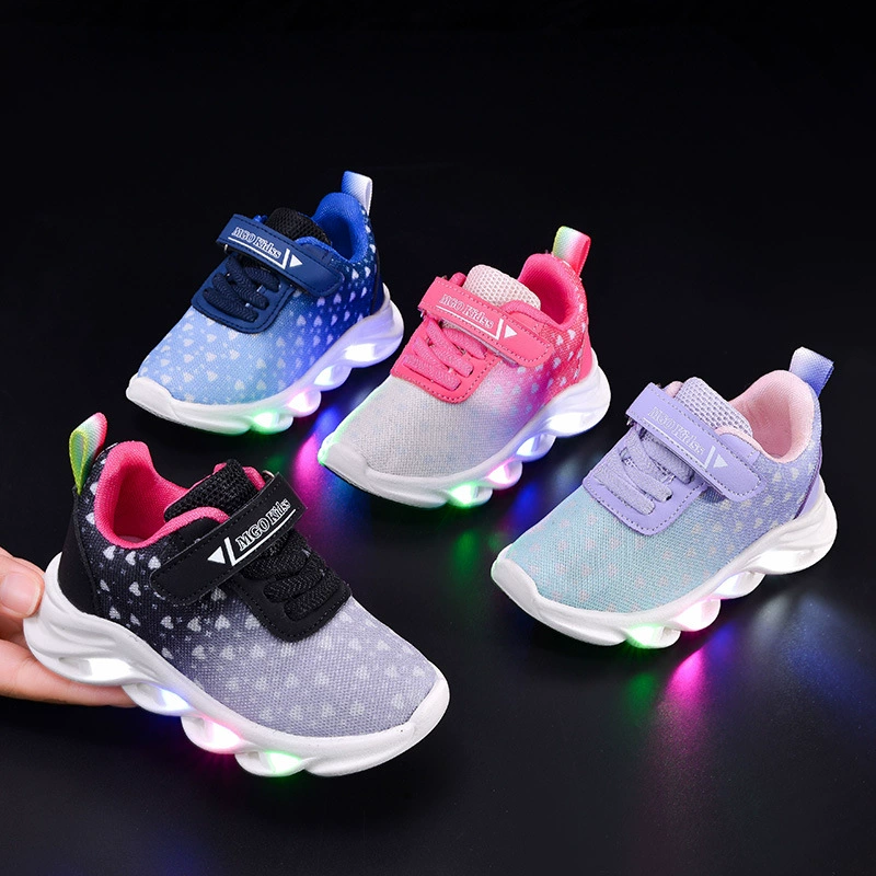 Весенняя и осенняя детская обувь детская светящая обувь мужская и женская обувь для бега детская блеск одиночная обувь светодиодный свет спортивная обувь сетка