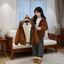女童外套2025新款大童冬季加绒加厚女孩洋气派克服儿童上衣棉服潮