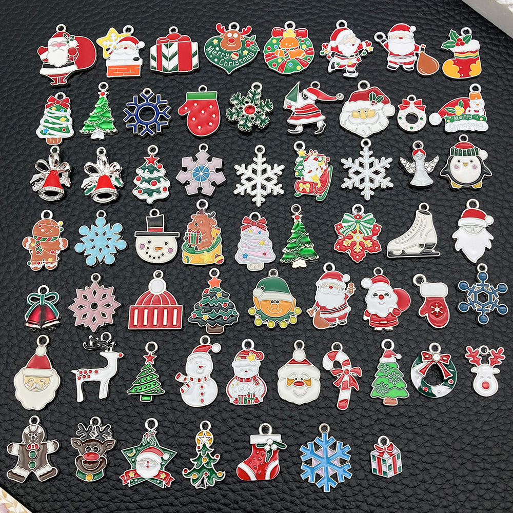 1 white K oil-dripping alloy decorative accessory, Santa Claus Christmas tree creative diy earrings pendant small pendant pic 5