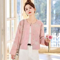 小个子妈妈秋装外套洋气短款中老年女装新款上衣春秋贵夫人夹克女