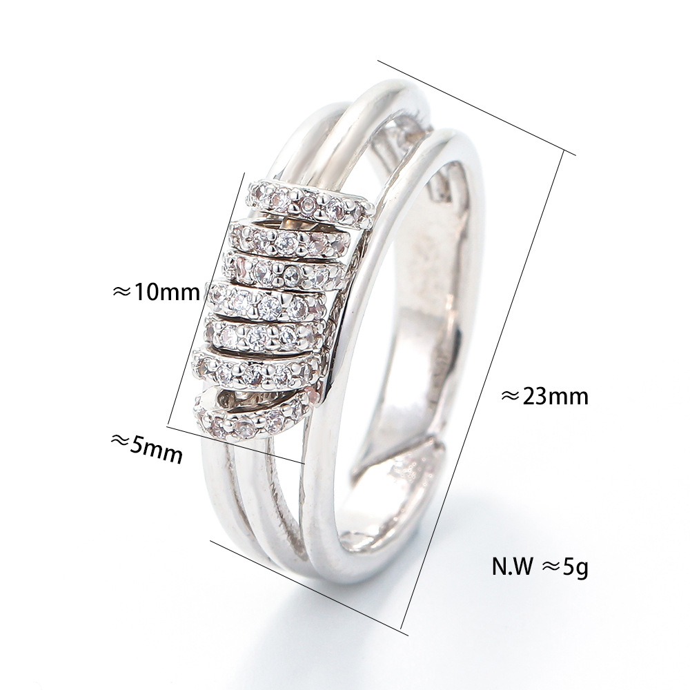 Fashion Micro-inlaid Zircon Three-layer Small Circle Ring display picture 4