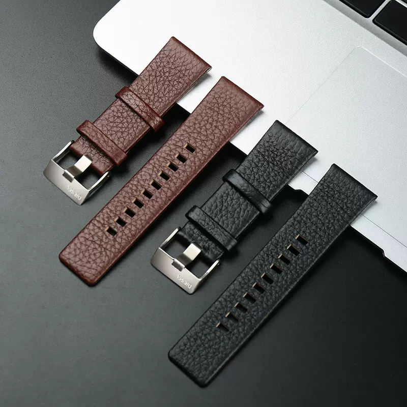 真皮表带 男适配DZ4323/7333/7314/4318荔枝纹牛皮表带24 26 28mm