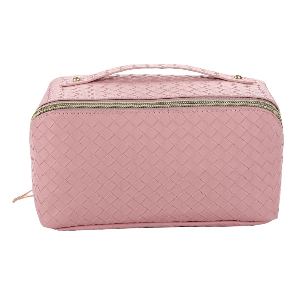 Bolsa de cosméticos de almohada tejida transfronteriza bolsa de almacenamiento de viaje portátil de gran capacidad portátil de cuero
