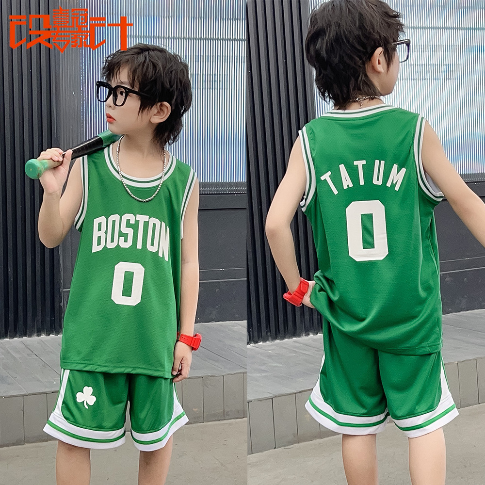 새로운 아동복 어린이 농구 옷 셀틱 팀 No.0 Tatum Jersey 아동복 수업 옷 훈련 옷 인쇄