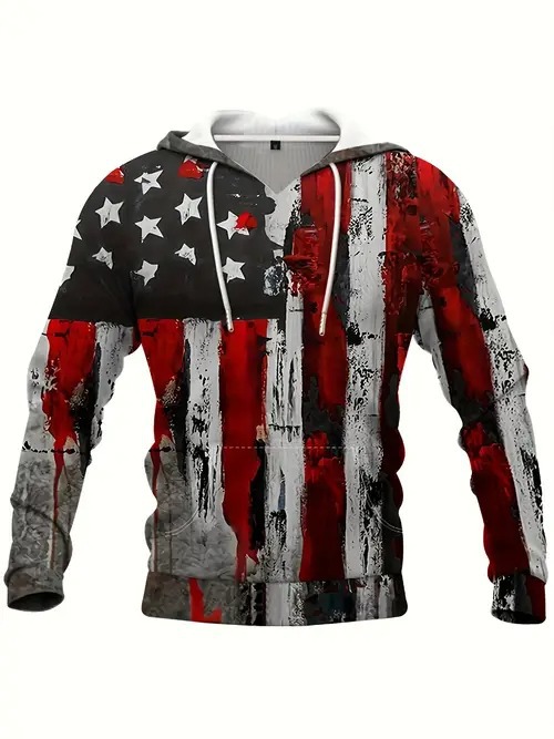 Transfronterizo 2025 nuevo estilo Amazon moda europea y americana casual patrón de estrella de cinco puntas suéter con capucha de manga larga MC15