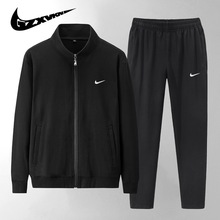 跨境男装2024秋冬纯棉运动休闲套装男士大码开衫卫衣卫裤二件套男