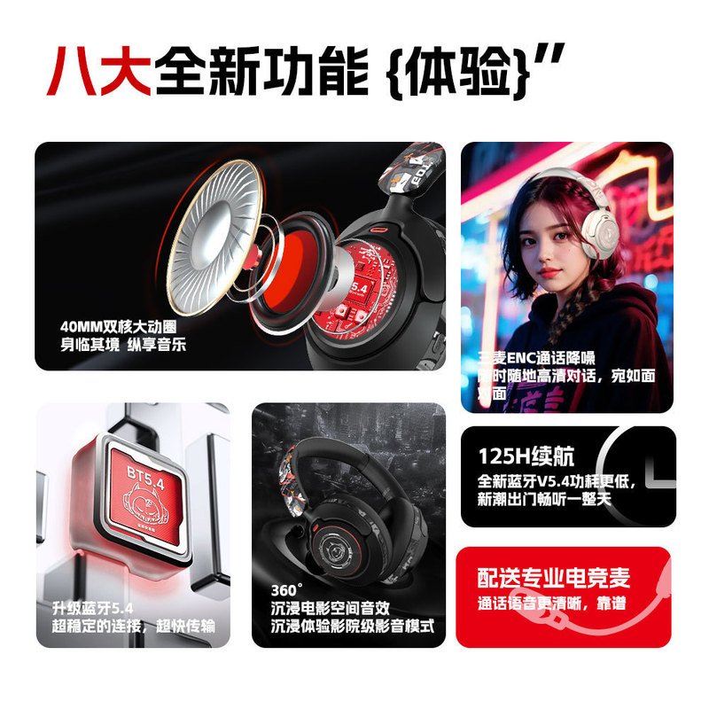 深度降噪头戴式蓝牙耳机高解析HiFi电竞吃鸡游戏有线电脑耳机工厂|undefined