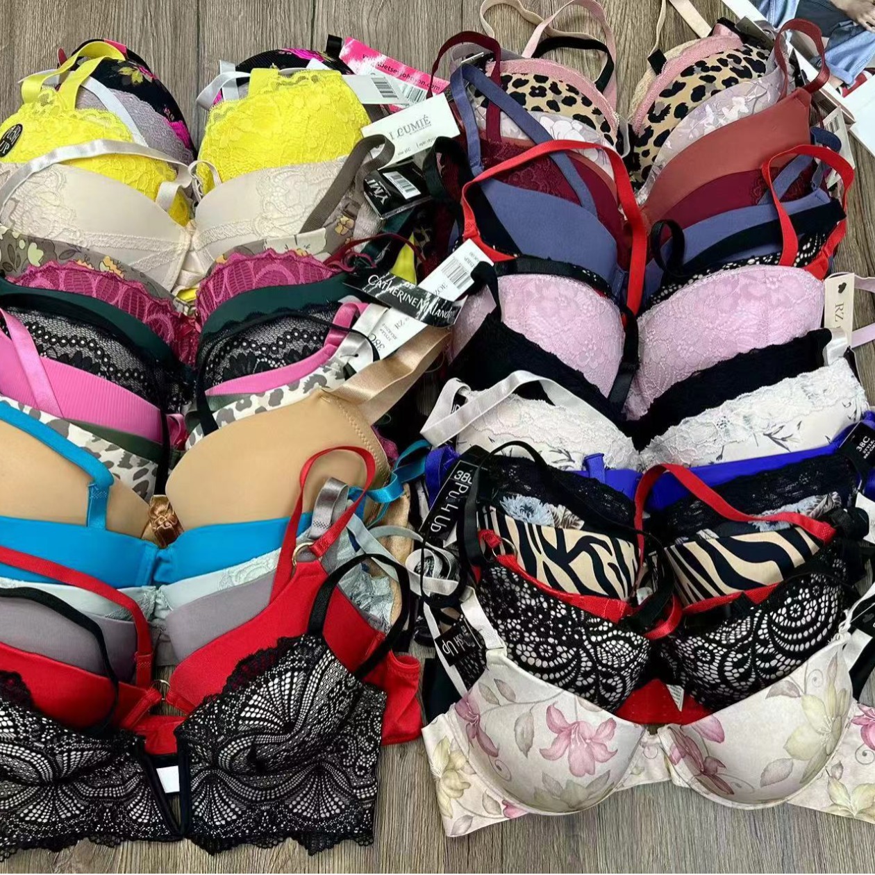Mixto de marcas europeas y estadounidenses del sudeste asiático, ropa interior de damas con anillo de acero, encaje liso, sujetadores mixtos lotes
