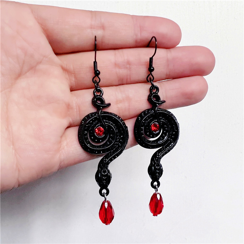14g Weight Drop Earrings Classification 1 Pair Quantity Punk Streetwear Snake Artificial Crystal Alloy Plating Women's Drop Earrings