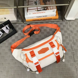 潮牌男生挎包斜跨邮差包情侣单肩包女大容量斜挎包工装百搭胸包女