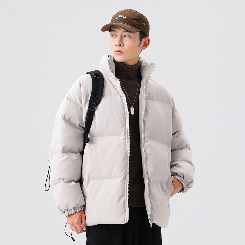 Abrigo de algodón acolchado para hombre Otoño e Invierno japonés de moda collar de pie abrigo de pan de color sólido Abrigo acolchado de algodón