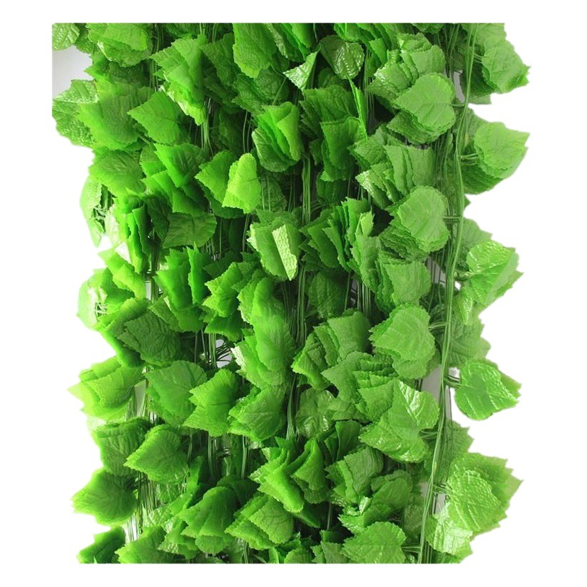 Venta al por mayor de simulación de hoja de uva escalada Tigre ratán Gecko hoja de simulación de plástico planta verde rábano hoja falsa flor decorativa vid