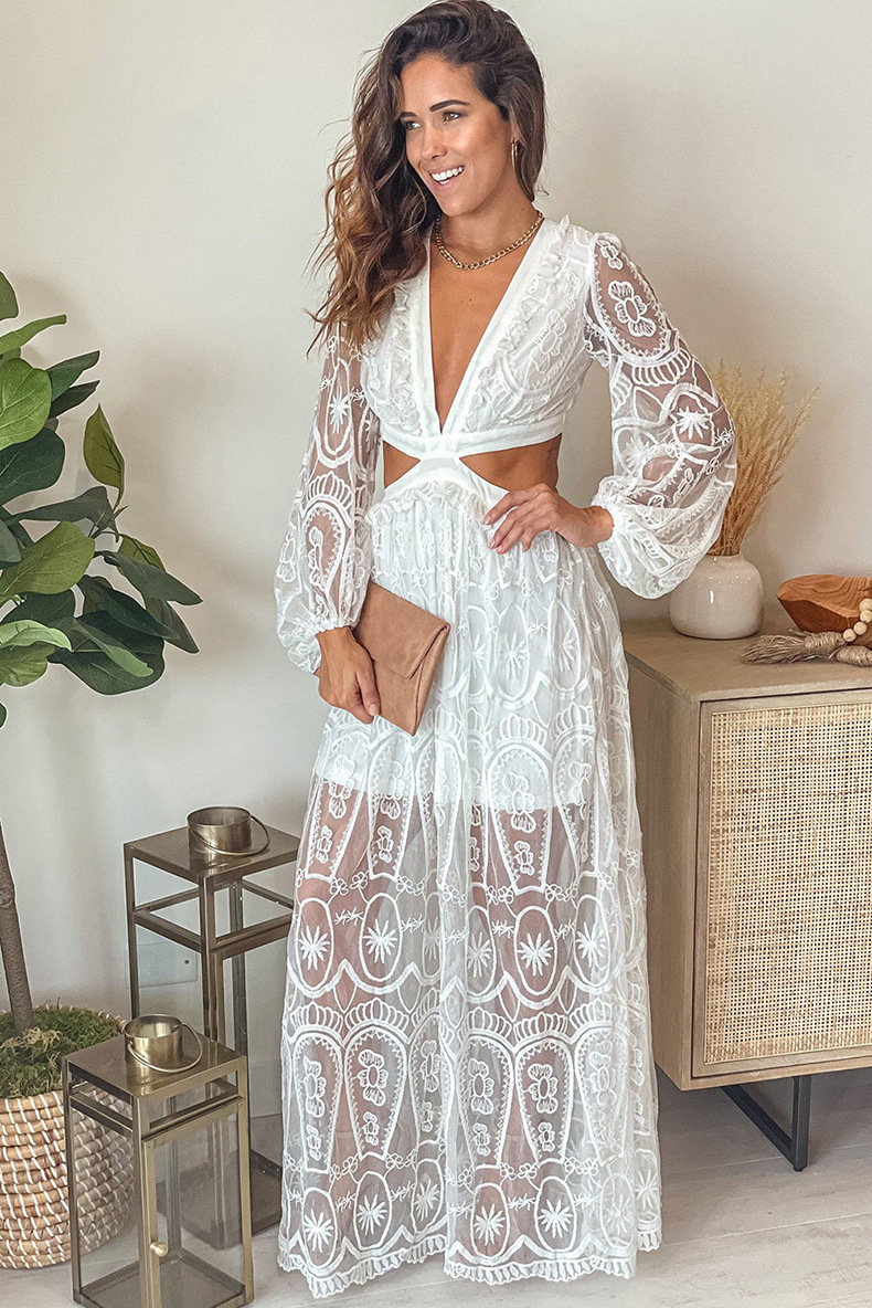 Double Layer Lace Tulle Bohemian White Beach Dress - Bohemian White Beach Dress - Uniqistic.com