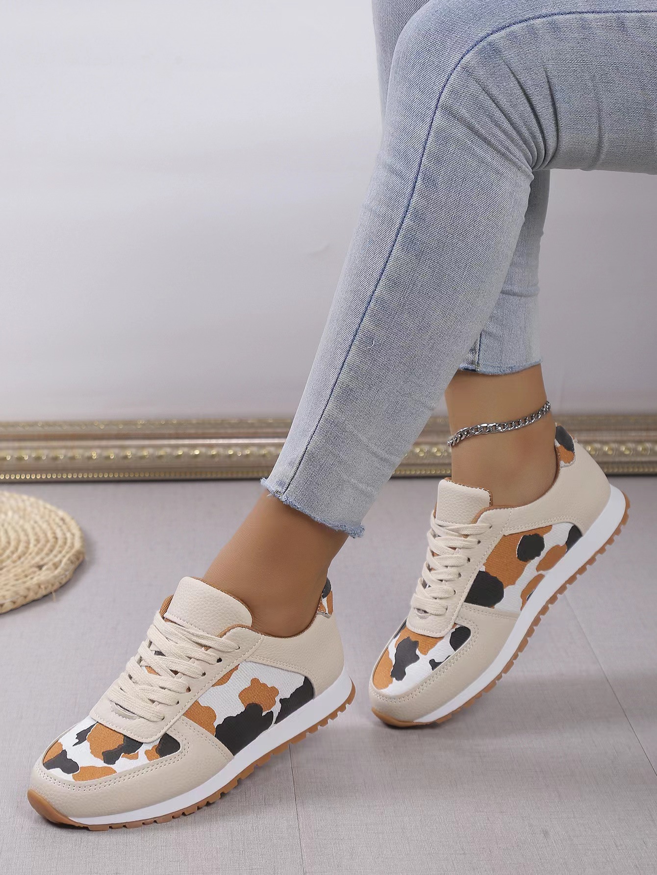 Damen Freizeitschuhe Mit Leopardenmuster Und Dicker Sohle_voghion.com