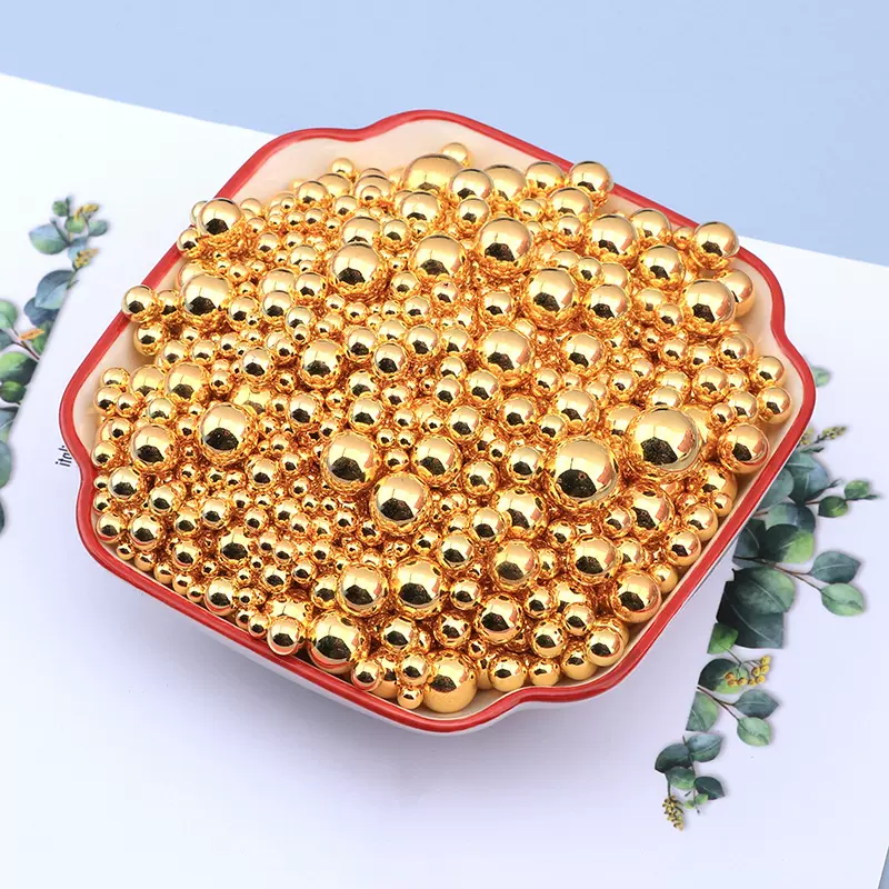 金色无孔散珠实色10毫米串珠 diy手机壳装饰材料奶油胶亚克力饰品