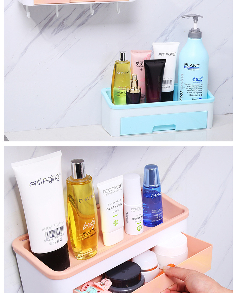 The cosmetic jewelry box shelving and bathroom hook shelving are convenient to use, have a large capacity, are detachable and easy to clean detail image 13