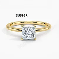 Кольцо с культивированным бриллиантом Princess Cut, лабораторный алмаз, серебро 925 пробы с золотым покрытием, 1 карат, кольцо с крупным моассанитом для женщин.
