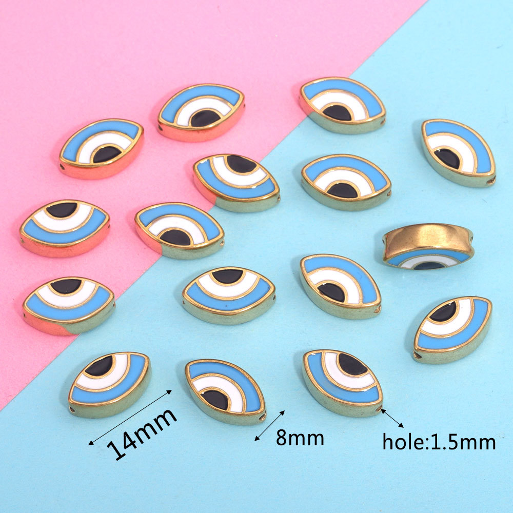 Ojo del diablo cuentas de acero inoxidable de doble cara gota de esmalte aceite ojos pequeños peces perlas espaciador perlas sueltas joyas DIY