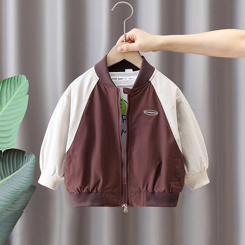 7649 chaqueta de color para niños ropa de primavera y otoño 2025 nueva chaqueta de moda coreana para niños ropa de béisbol de moda de primavera