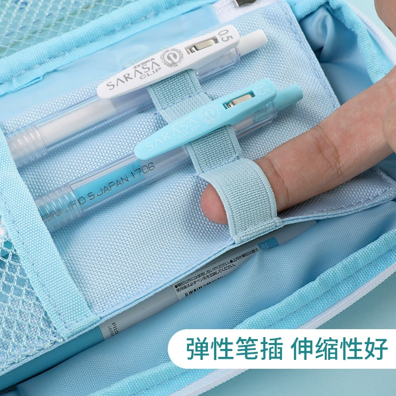 Double-Layer Pencil Case, Japanese Style, Large Capacity Zipper Pouch, Multi-Compartment for Elementary Students