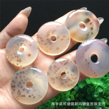 天然海洋玉髓平安扣吊坠玛瑙挂件草花纹理男女款饰品批发