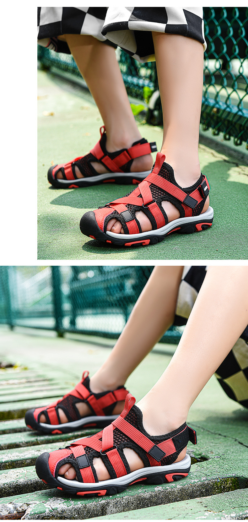 Chłopięce sandały dziecięce letnie sportowe sportowe sandały plażowe sportowe na świeżym powietrzu Slip wygodne sandały z odkrytymi palcami_voghion.com