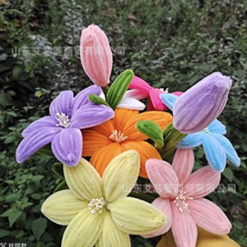 跨境扭扭花百合带花苞手工扭扭棒diy插花成品花材配件成品单支