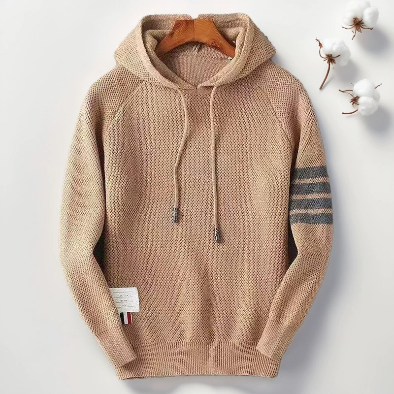 Трансграничная осень и зима 2024 новый тренд минималистский с капюшоном свитер мужской приливный бренд европейский трикотаж