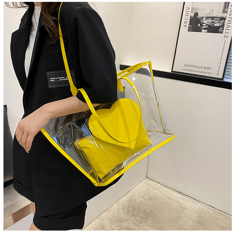 2024 Nouveau sac à main transparent en gelée pour étudiants, sac d'été à bandoulière unique, grande capacité, sac mère et enfant_voghion.com