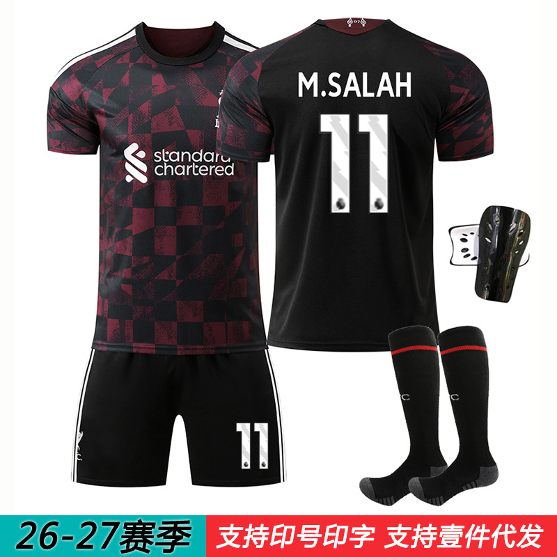 26-27 Liverpool Away Jersey 11 Salah 7 Wirtz 9 Isak 8 Sobos Children's Soccer Uniform
