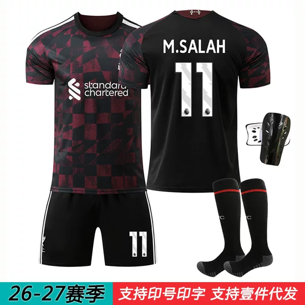 26-27 Liverpool Away Jersey 11 Salah 7 Wirtz 9 Isak 8 Sobos Children's Soccer Uniform