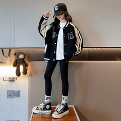 女童外套春秋款2025新款洋气儿童卫衣秋装休闲棒球服女孩大童上衣