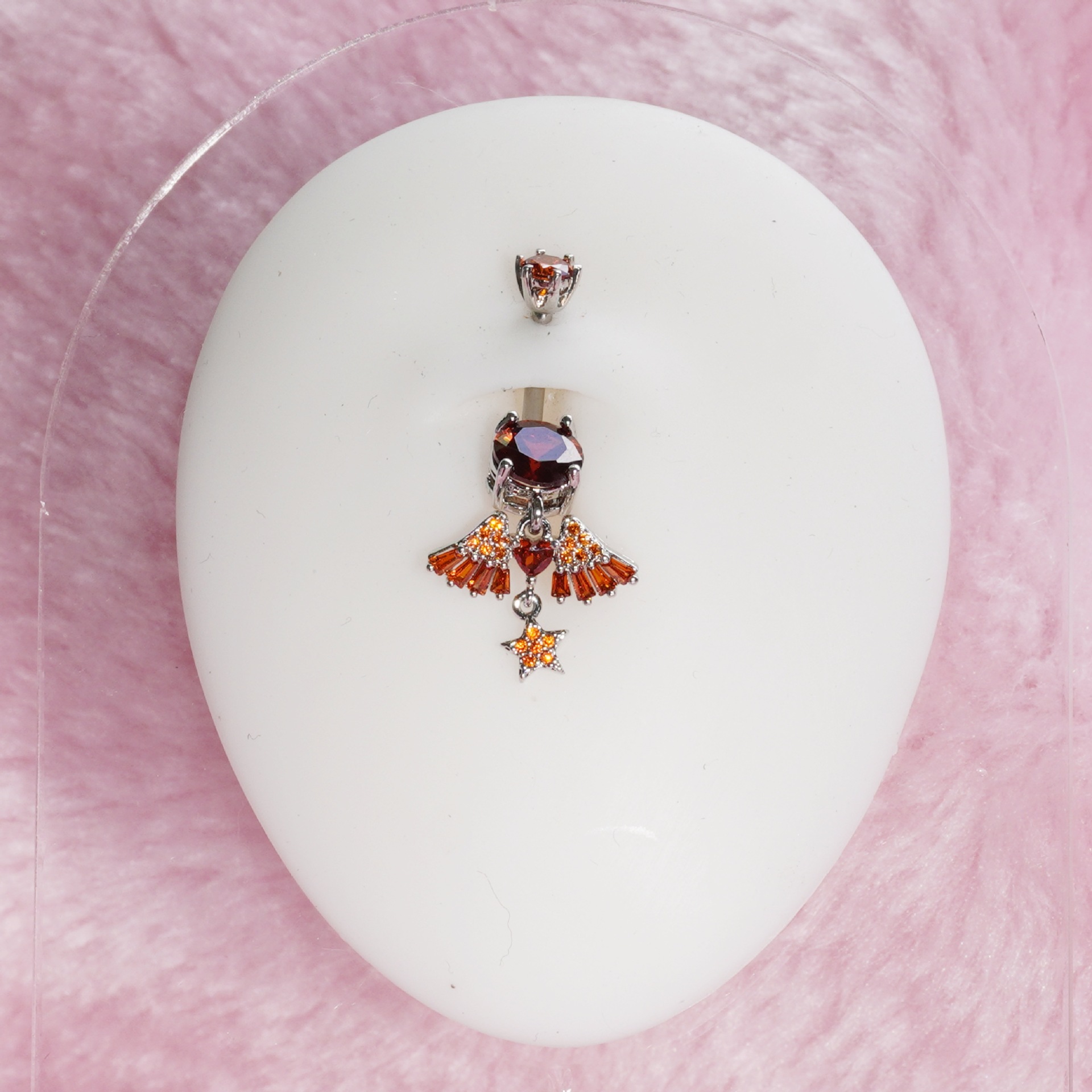 Piercing nombril ailes d'ange en zircon avec incrustation cuivre_voghion.com
