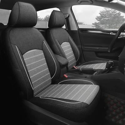 Suitable for Car Seat Covers, Modelə uyğun (Original) oturacaq örtükləri - type-a-horizontal-striped-linen-black-gray-default-item
