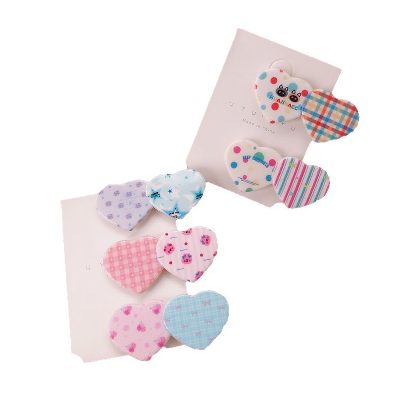 Hermosas brocas de cabello de cuadrícula arco iris amor temperamento brocas de cabello coreano dulce lado de cabello roto ceja borde brocas adornamiento para el cabello