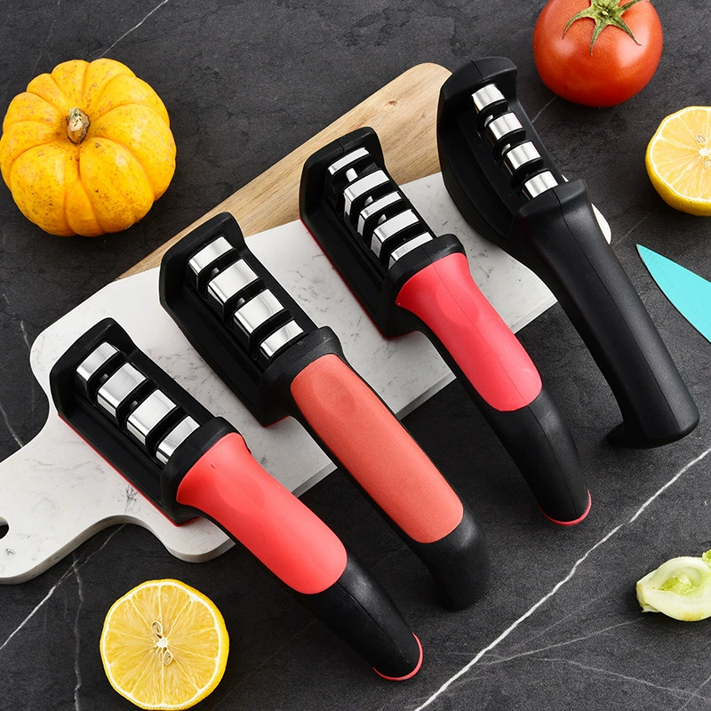 Manufacturer Wholesale Stainless Steel Household Multifunction Three and Four-Stage Whetstone Manual Kitchen Sharpening Tool