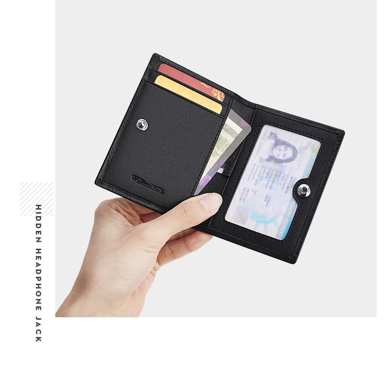 Ví card holder nam da bò thật mỏng nhẹ nhiều khe thẻ phong cách đầu hươu chi tiết 9