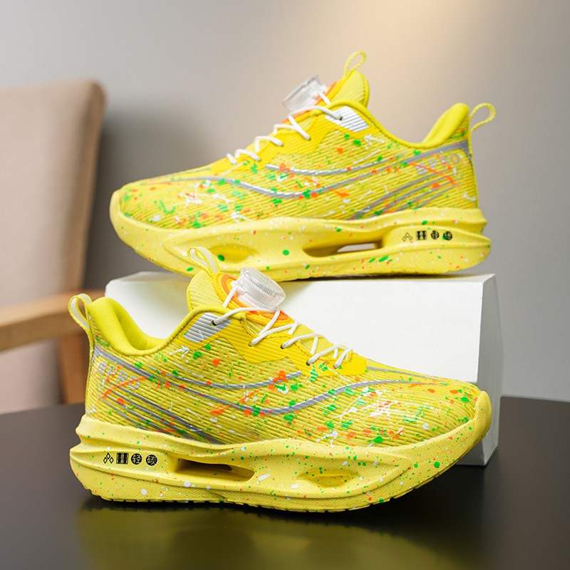 Niños 2025 nuevas zapatillas de deporte coloridas transpirables al aire libre zapatillas de deporte de hebilla giratoria zapatillas de carreras de luz nocturna juvenil