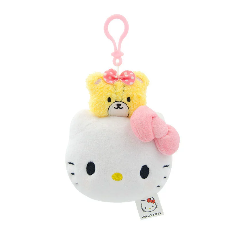Плюшевый кулон Sanrio Hello Kitty, лицензионный талисман для сумки, плюшевый брелок, случайный цвет