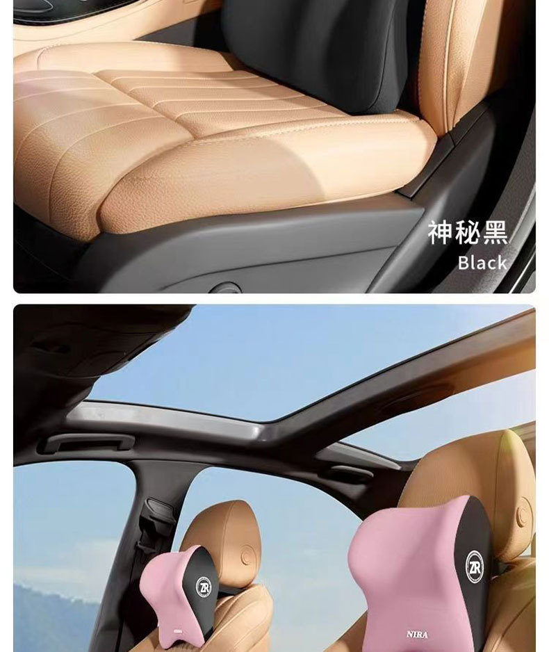 Car Headrest and Lumbar Support Memory Foam Car Cushion for Long Sitting, Neck and Waist Protection Pillow