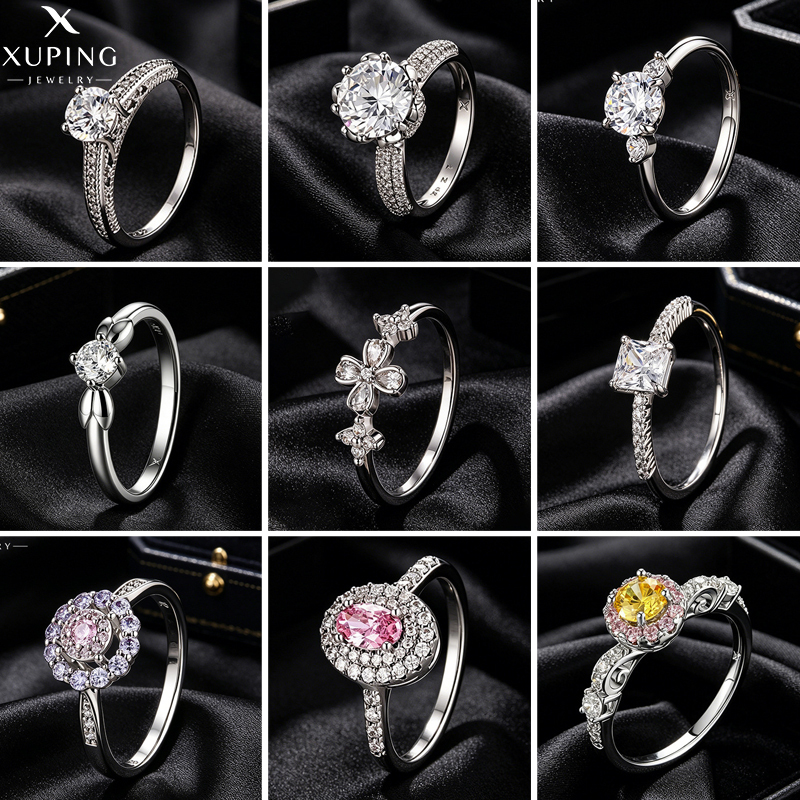 Xuping lujoso diseño ligero anillo de diamante de aleación de apertura de alta calidad anillo de moda personalidad anillo de novia